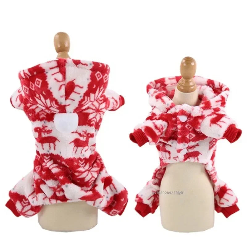 Christmas Dog Hoodies Costume Autumn Winter Warm Coat for Small Medium Dogs Jacket Puppy French Bulldog Pet Clothes