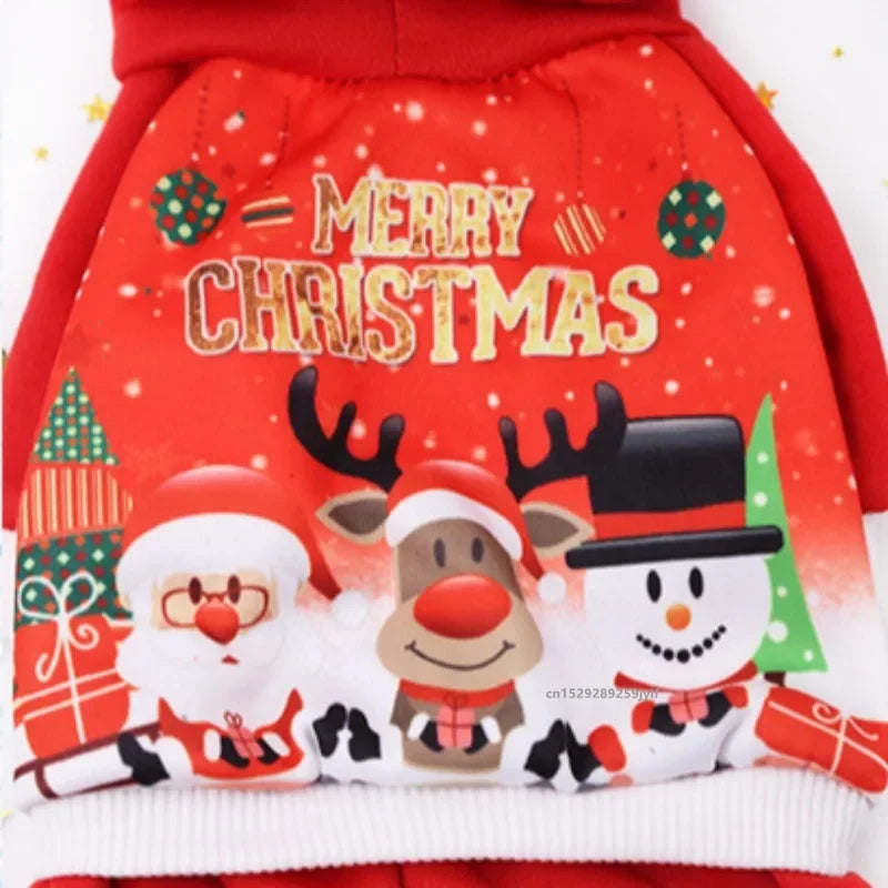 Christmas Dog Hoodies Costume Autumn Winter Warm Coat for Small Medium Dogs Jacket Puppy French Bulldog Pet Clothes