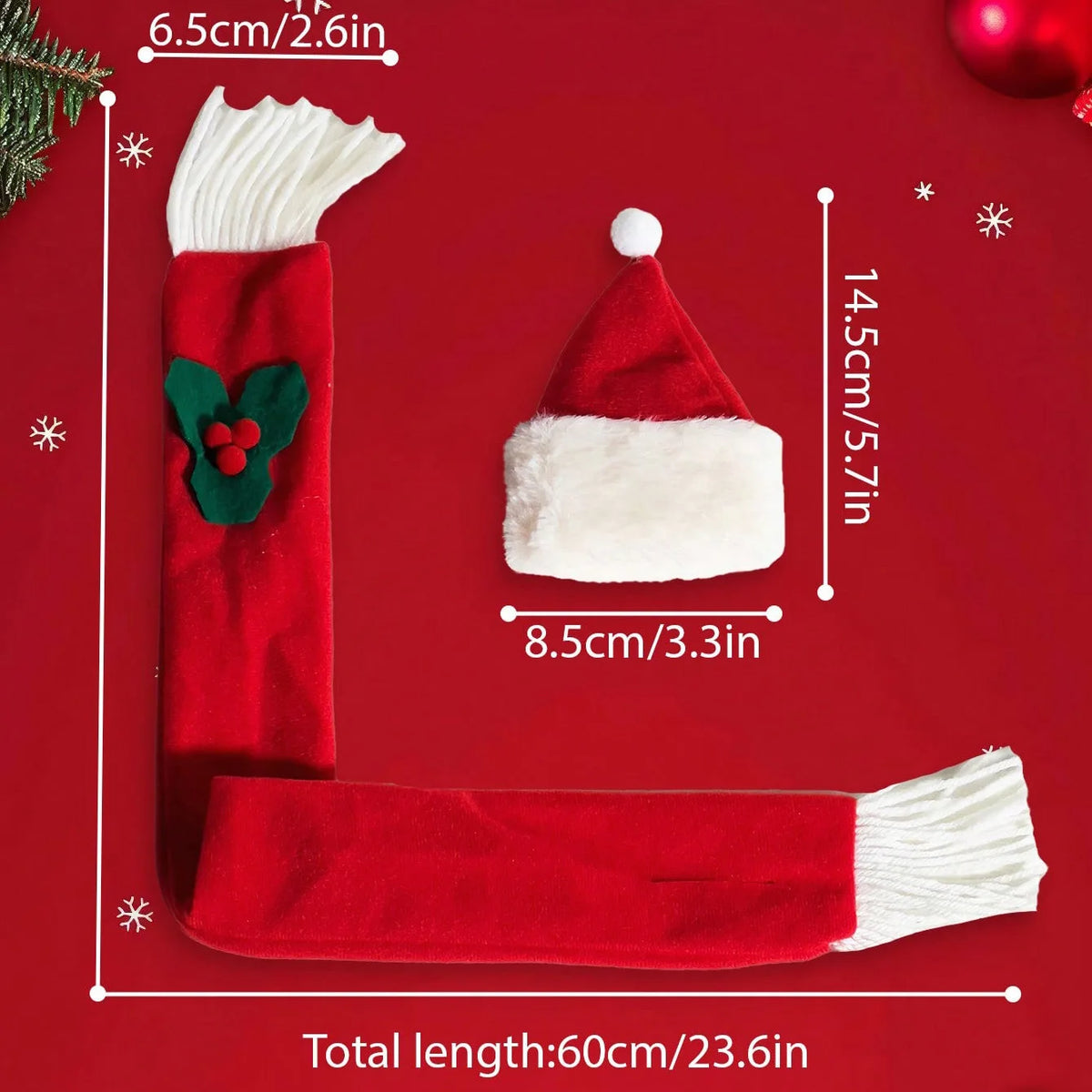 Christmas Pet Dress Up Supplies Dog Christmas Scarf and Hat Set Cat Holiday Party Cosplay Accessory for Small Medium Pets