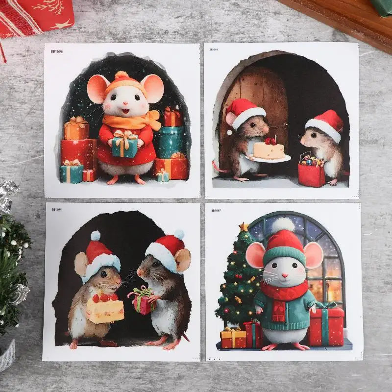 Cute Christmas Small Mouse Hole Wall Stickers Xmas Decoration For Home Noel Navidad Merry Christmas New Year Accessories