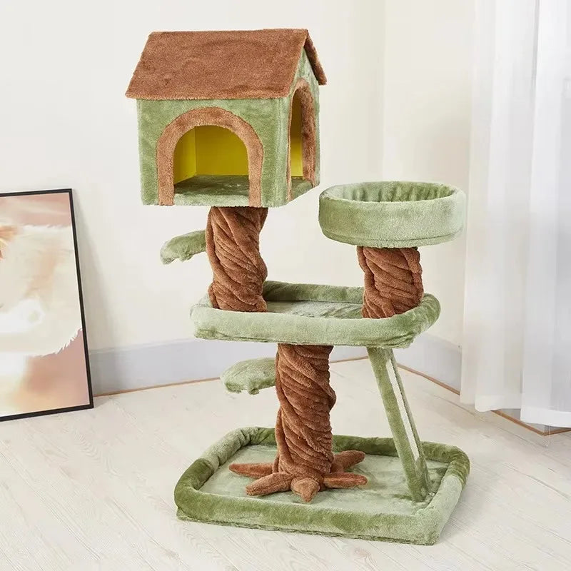 41” Large Cat Tree Tower Luxury Cat House With Scratching Posts Multi-Level Climbing Furniture For Indoor Cats