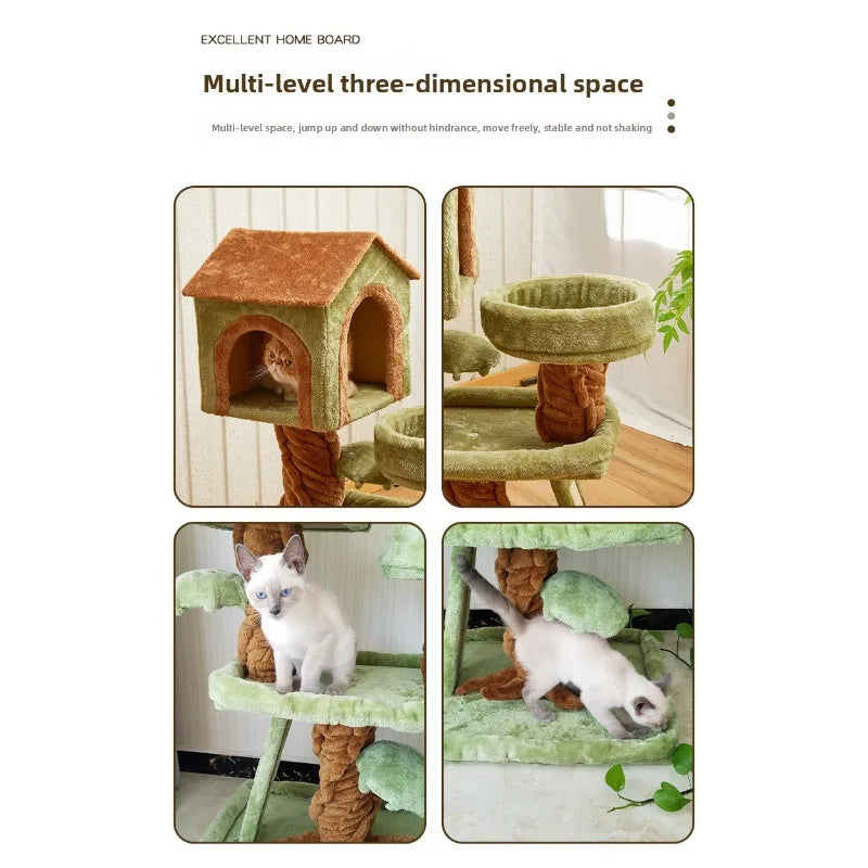 41” Large Cat Tree Tower Luxury Cat House With Scratching Posts Multi-Level Climbing Furniture For Indoor Cats