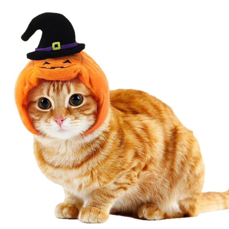 Christmas Pumpkin Pet Hat Plush Warm Cosplay Costume Accessory Cute Woven Headdress for Kitten Puppy Cats And Dogs