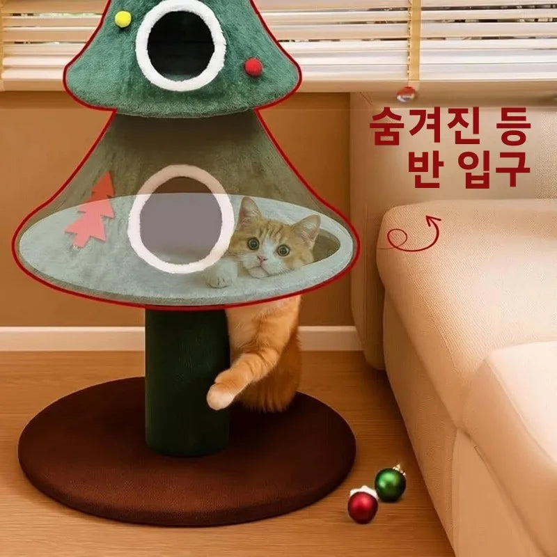 Christmas Tree Tree Large  Tower with  Cave Bed Sisal Scratching Post  Toy for All Seasons