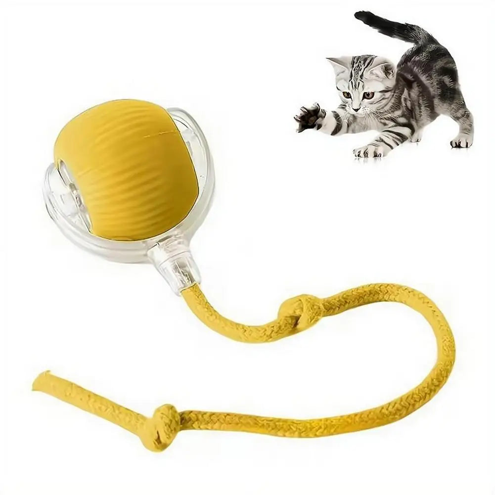 Smart Cat Toys Automatic Rolling Ball With Tail Rope Rechargeable Electric Pet Interactive Toy Cat Training