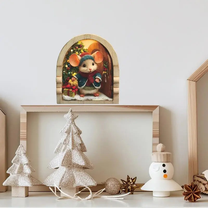 Cute Christmas Small Mouse Hole Wall Stickers Xmas Decoration For Home Noel Navidad Merry Christmas New Year Accessories