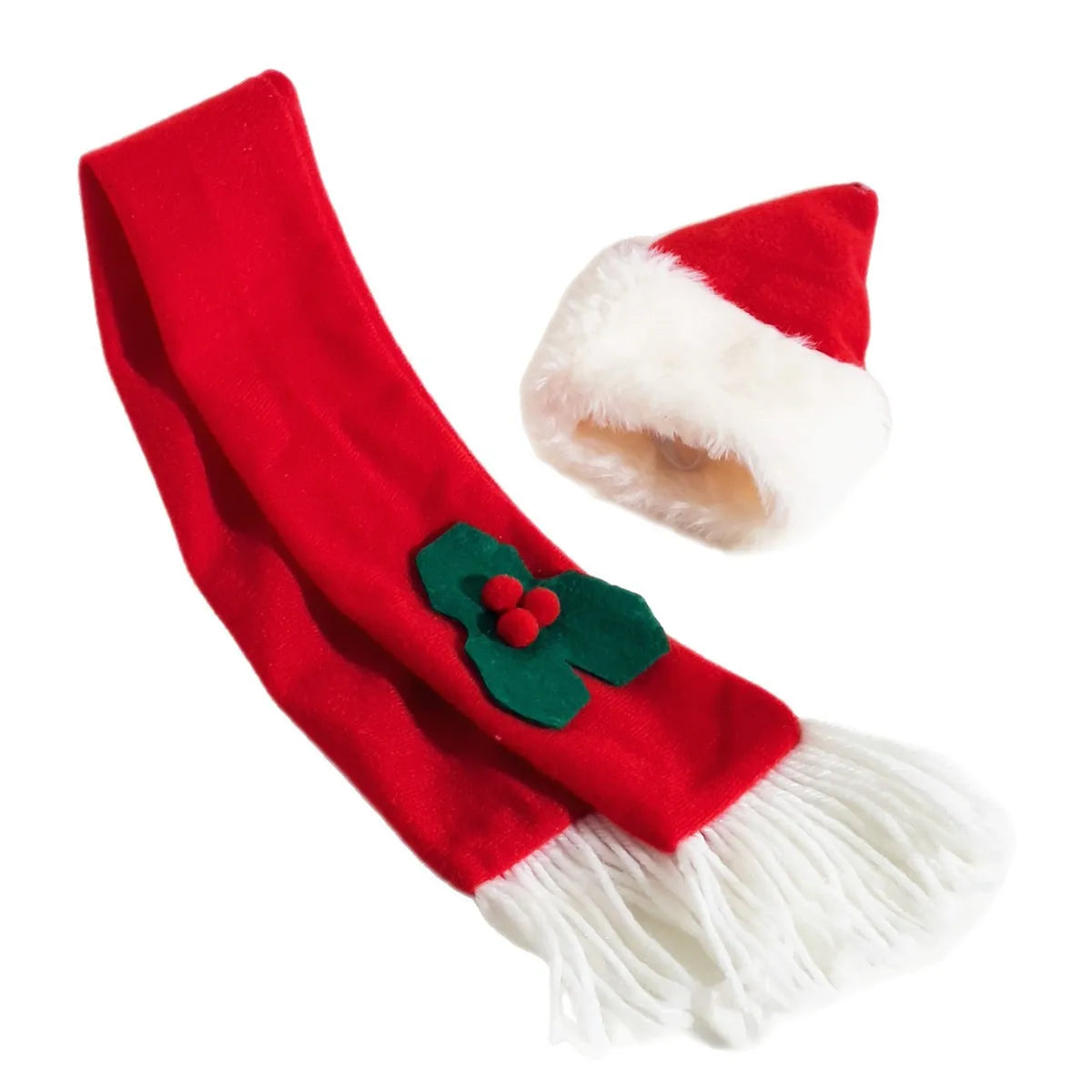 Christmas Pet Dress Up Supplies Dog Christmas Scarf and Hat Set Cat Holiday Party Cosplay Accessory for Small Medium Pets