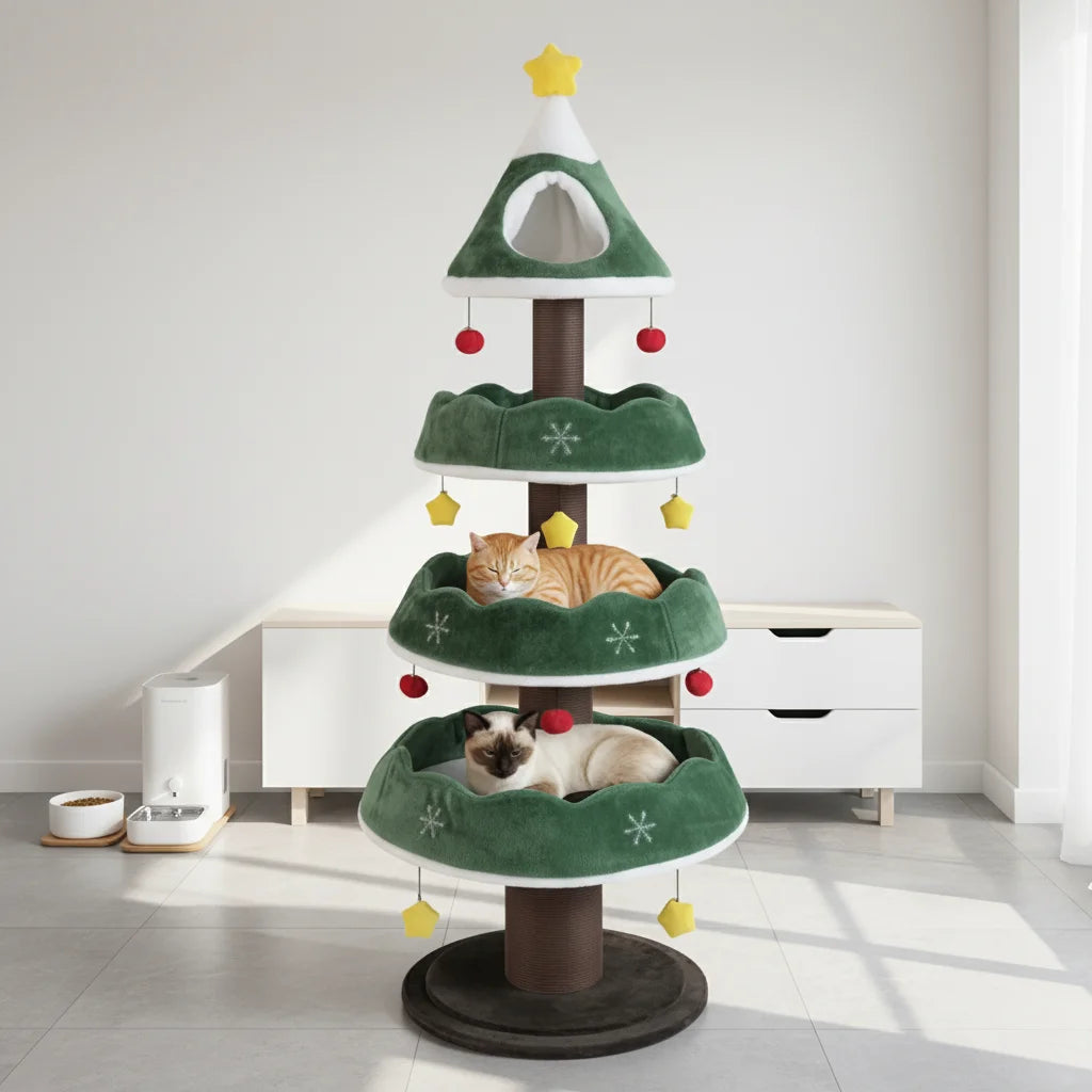 environmentally friendly classic cat activity tower, luxury activity tower, spacious platform, linen wood material