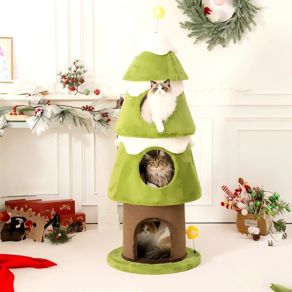 environmentally friendly classic cat activity tower, luxury activity tower, spacious platform, linen wood material