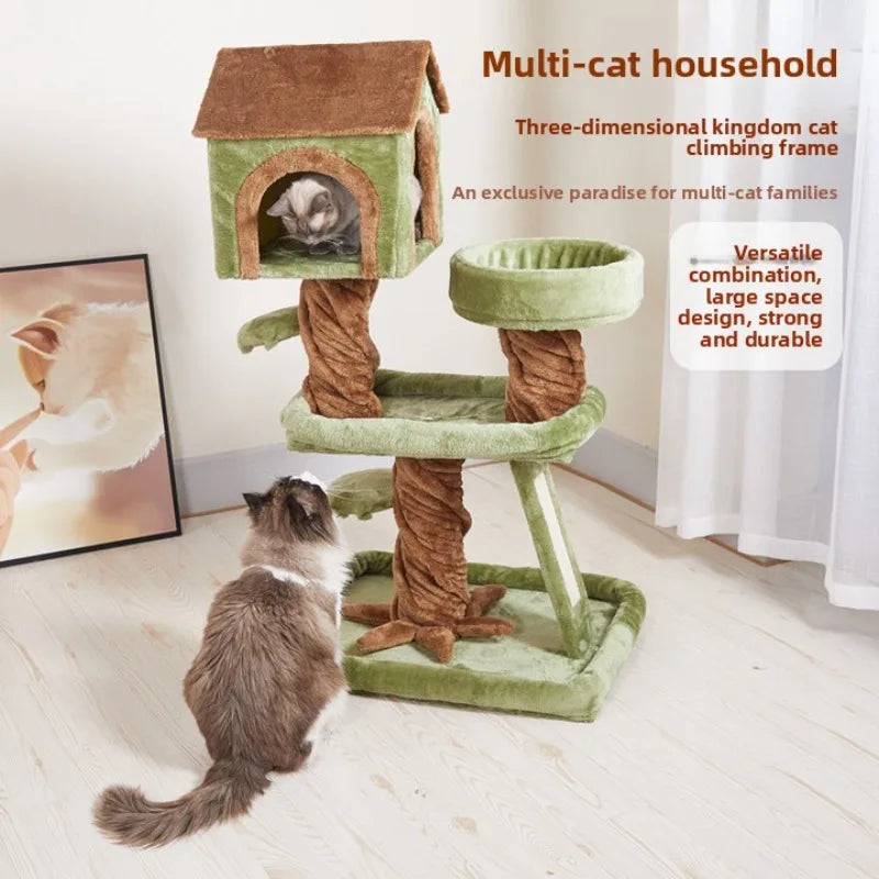 41” Large Cat Tree Tower Luxury Cat House With Scratching Posts Multi-Level Climbing Furniture For Indoor Cats