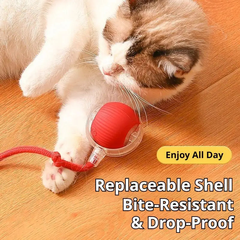 Smart Cat Toys Automatic Rolling Ball With Tail Rope Rechargeable Electric Pet Interactive Toy Cat Training