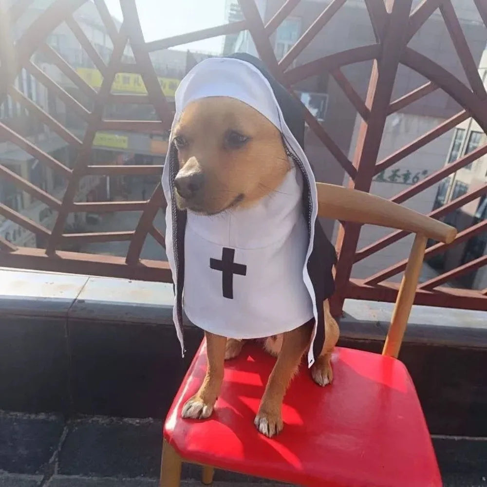 Christmas Pet Dog Cat Cosplay Costume Breathable Pet Accessories Puppy Kitten Nun Clothes Dress Up Halloween Jumpsuit Coat