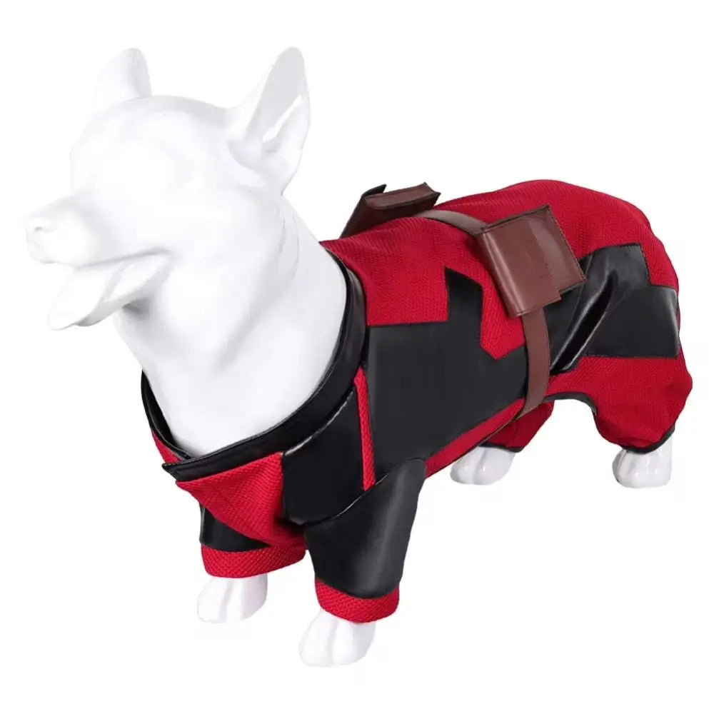 Pet Dogpool Costume Dead Cosplay Pool Dog Clothes Disguise for Small Large Dog Petsuit Belt Outfits Halloween Carnival Suit