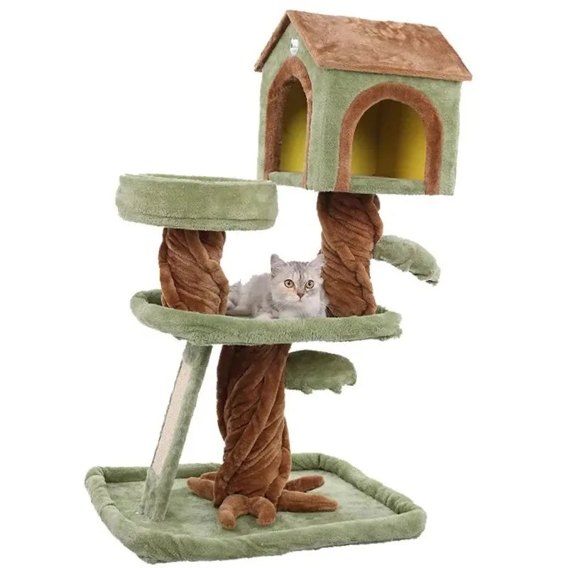 41” Large Cat Tree Tower Luxury Cat House With Scratching Posts Multi-Level Climbing Furniture For Indoor Cats