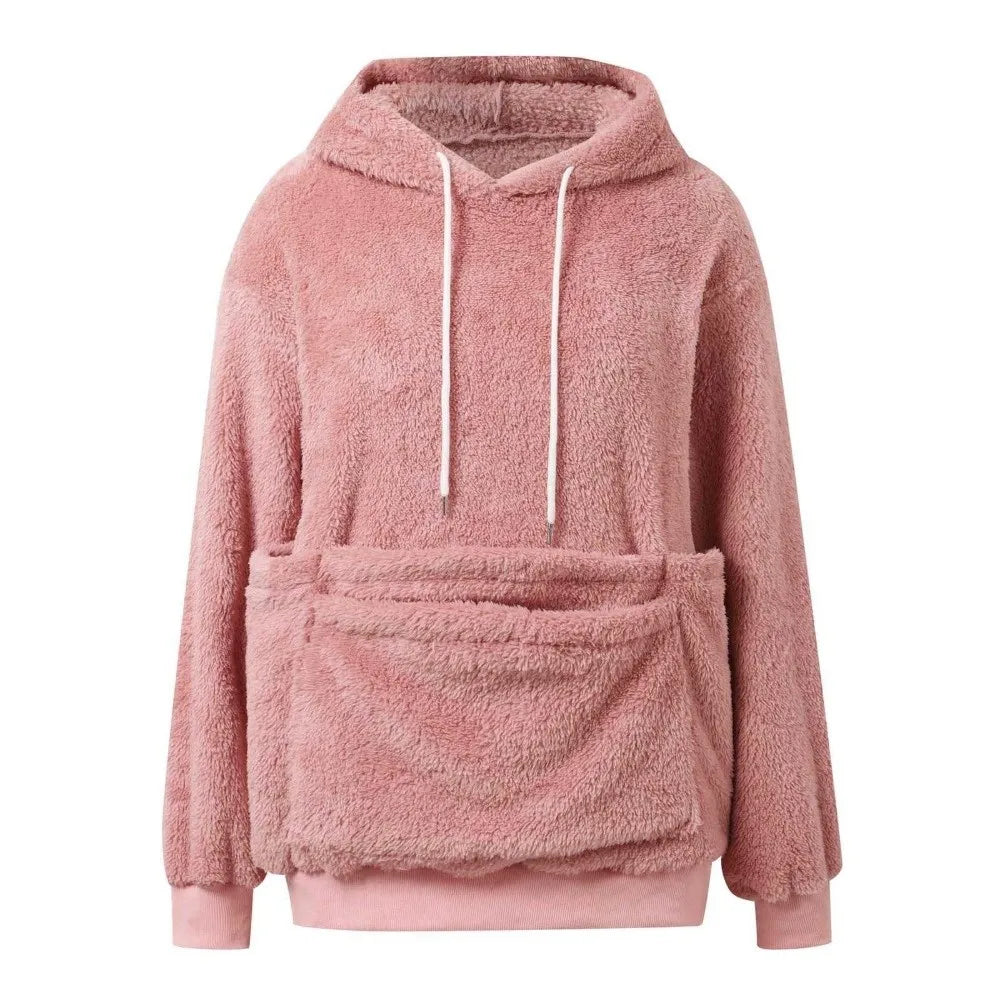 Solid Color Women Pet Carrier Hoodie Hooded Double Pocket Hoodie Soft Comfortable Loose Fit Hooded Sweatshirt Dog Walker