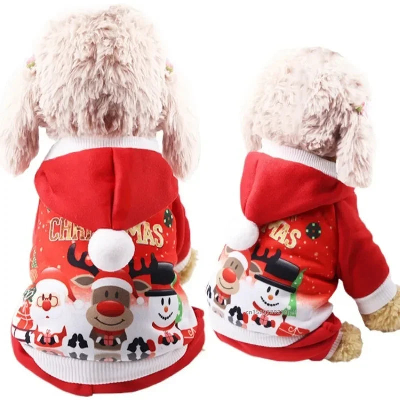 Christmas Dog Hoodies Costume Autumn Winter Warm Coat for Small Medium Dogs Jacket Puppy French Bulldog Pet Clothes