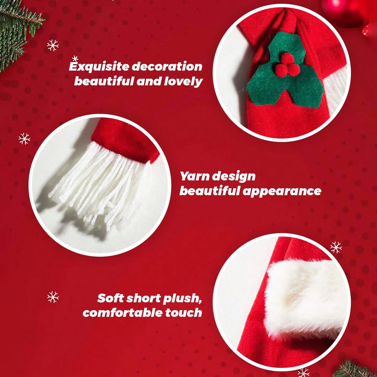 Christmas Pet Dress Up Supplies Dog Christmas Scarf and Hat Set Cat Holiday Party Cosplay Accessory for Small Medium Pets