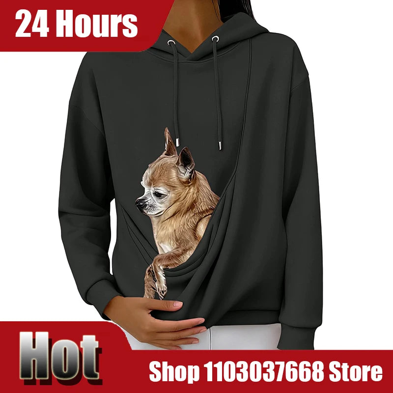 Women'S Hoodie Pet Bag Sports Shirt Pet Cat And Dog Pocket Holder Top  Woman Clothing Tops For Woman Ropa De Invierno Mujer