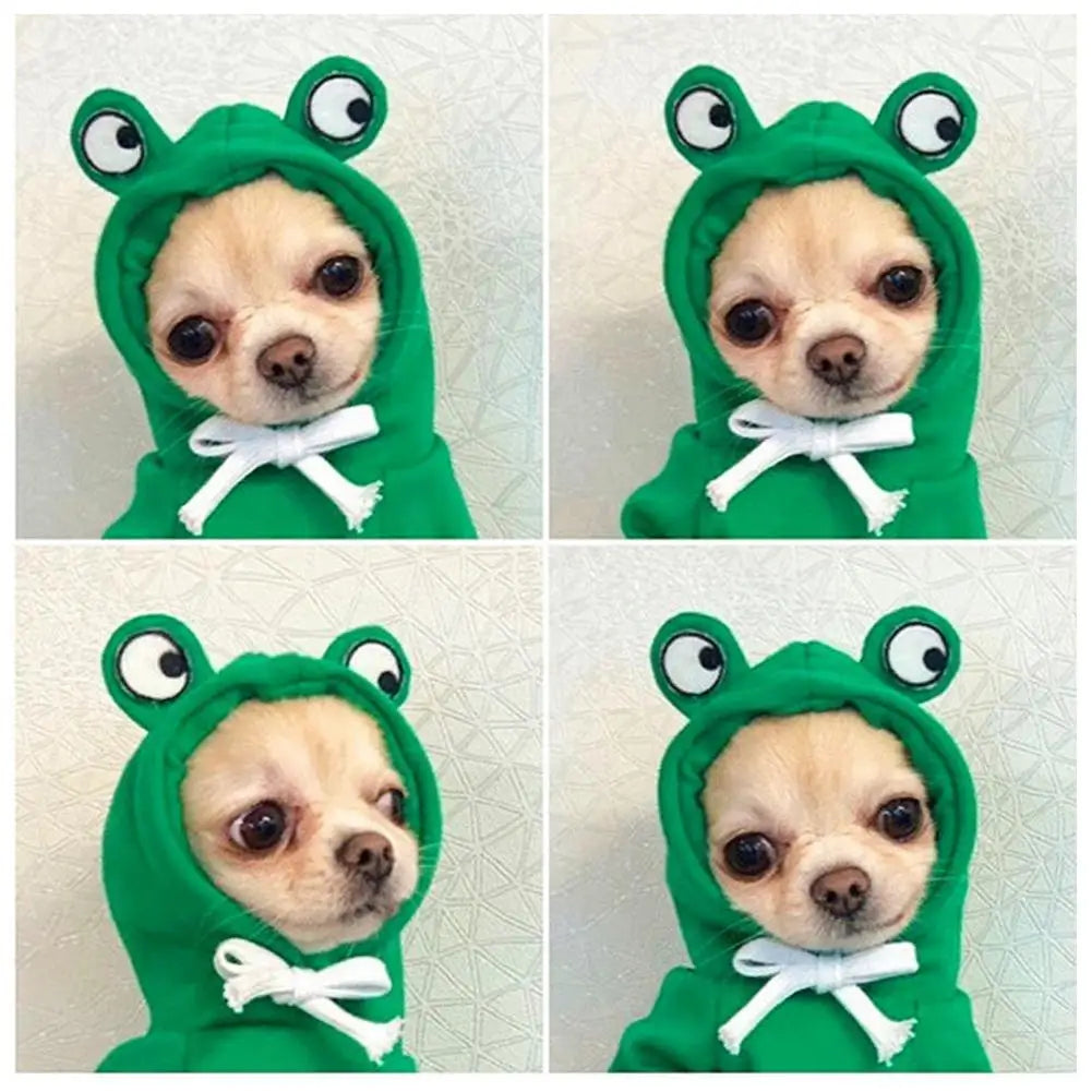 Cute Frog Pet Hoodie Dogs Clothes Christmas Warm Jumpsuits Winter Fleece Pet Overalls for Small Medium Dogs Cats Chihuahua