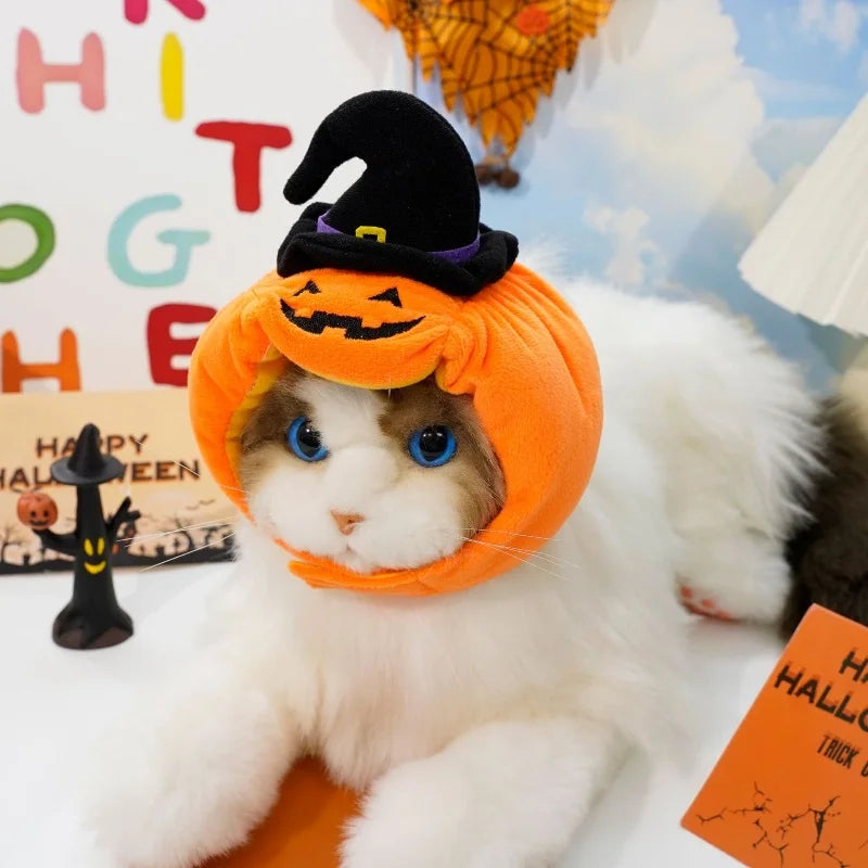 Christmas Pumpkin Pet Hat Plush Warm Cosplay Costume Accessory Cute Woven Headdress for Kitten Puppy Cats And Dogs