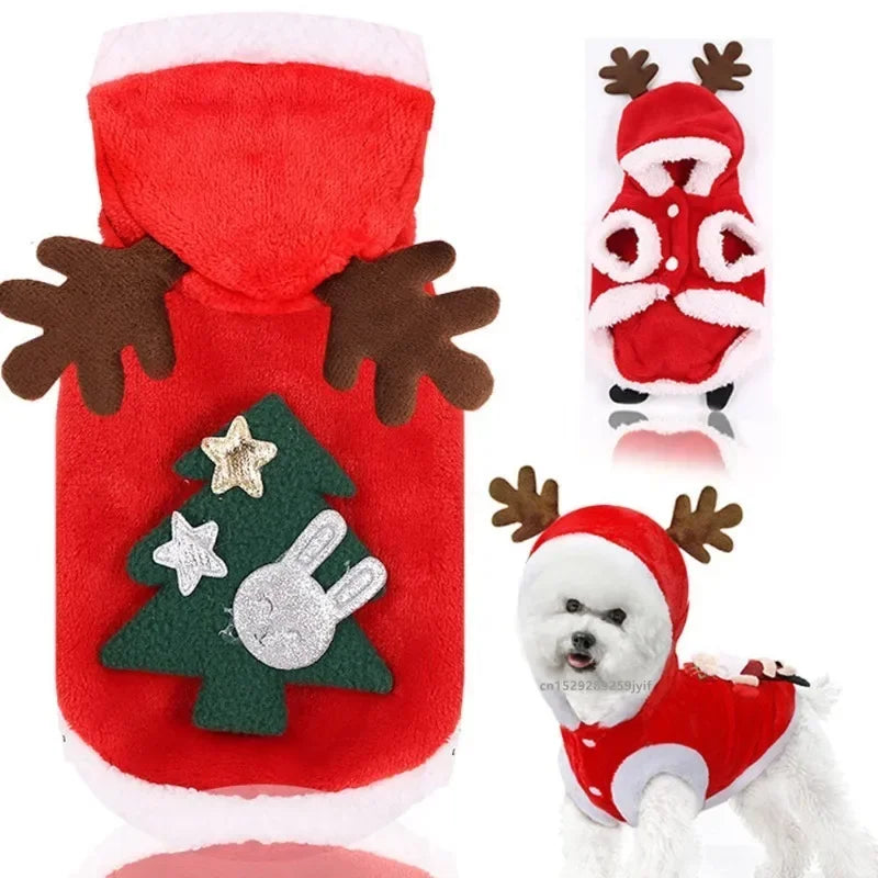 Christmas Dog Hoodies Costume Autumn Winter Warm Coat for Small Medium Dogs Jacket Puppy French Bulldog Pet Clothes