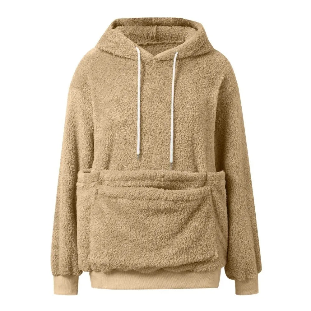 Solid Color Women Pet Carrier Hoodie Hooded Double Pocket Hoodie Soft Comfortable Loose Fit Hooded Sweatshirt Dog Walker
