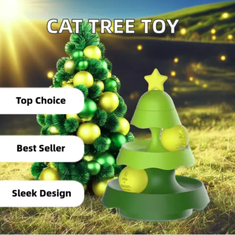 Multi-Functional Christmas Tree Cat Toy Luminous Ball Self-Play with Built-In Bell Ringing Sound Soothing Entertainment for Cats