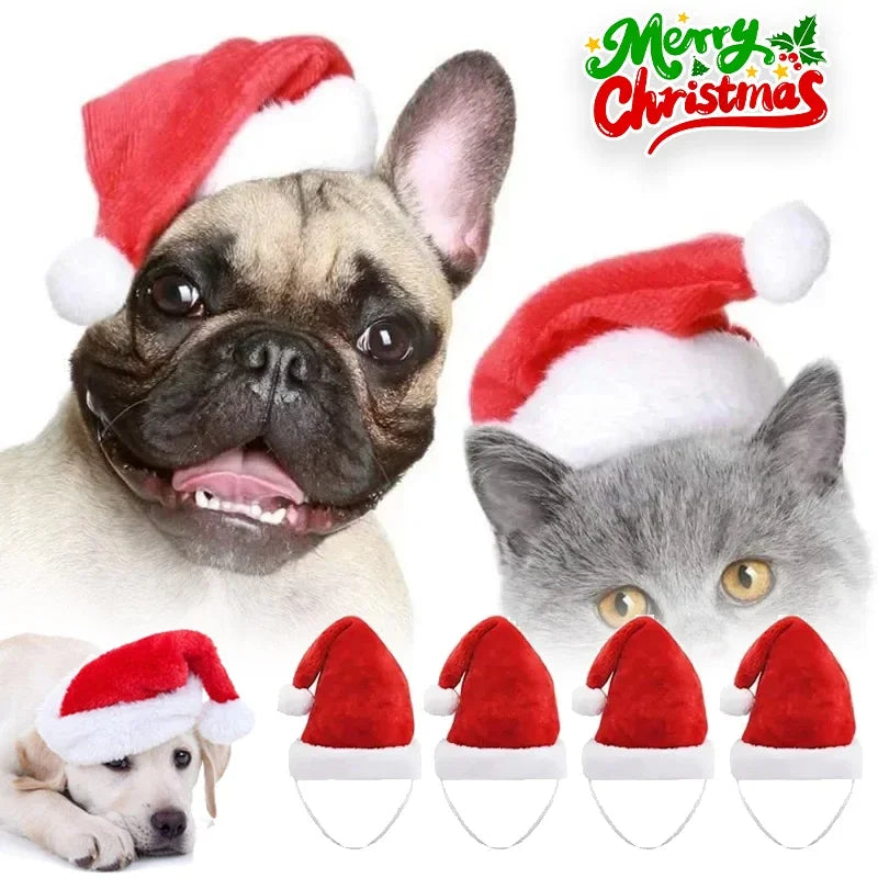 Christmas Pet Santa Hat Red Plush Soft Holiday Cap for Dogs and Cats Festive Party Costume Accessory Cute Photoshoot Decoration