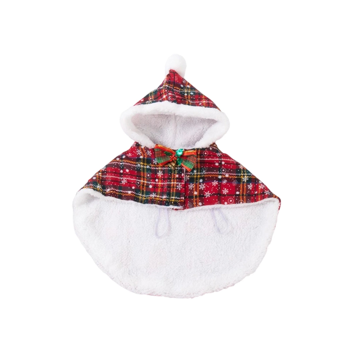 Pet Christmas Cape Christmas Plaid Pet Cape with Hood Festive Cosplay Cloak Warm Fleece Lined Costume for Dogs Cats Accessories