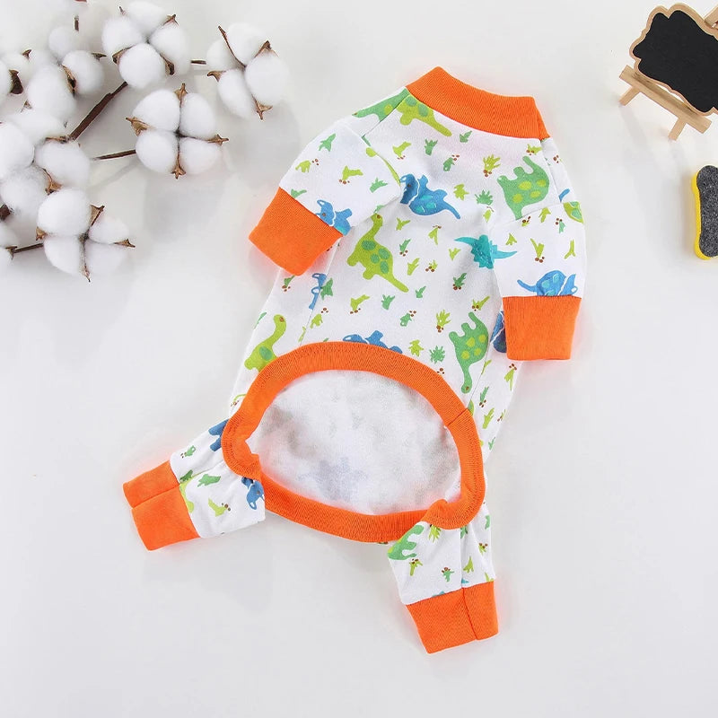 Dog Jumpsuit Fashion Spring Pet Dog Clothes Cute Print Puppy Pajamas Soft Cat Coverall Warm Kitten Clothing Chihuahua Clothes