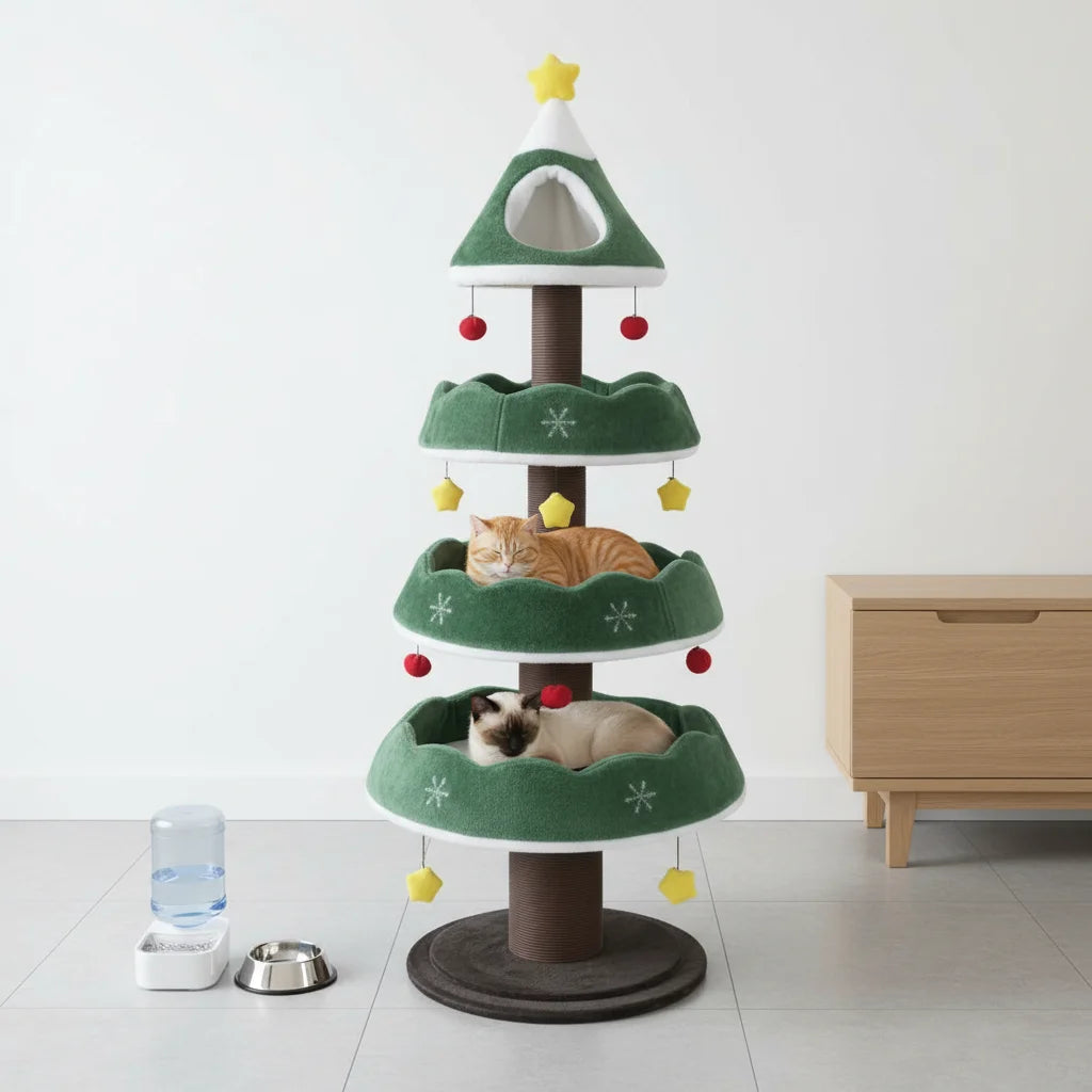 environmentally friendly classic cat activity tower, luxury activity tower, spacious platform, linen wood material