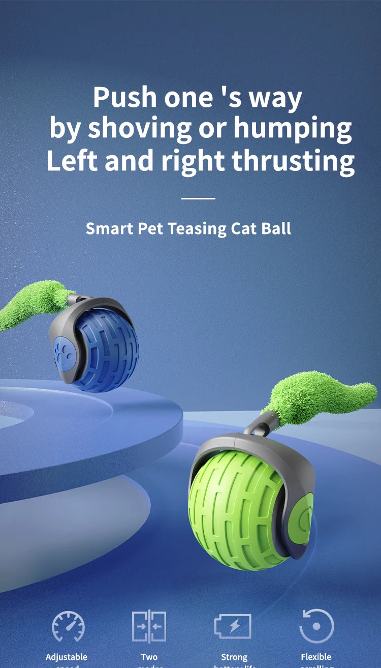 Speedy Tail 2.0 Interactive Cat Toy Rechargeable Smart Electric Rolling Ball with 2 Modes Automatic Simulated Tail for Cats
