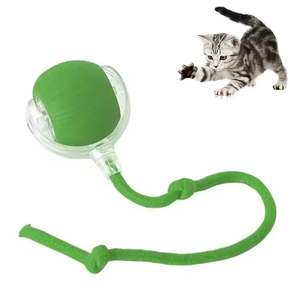 Smart Cat Toys Automatic Rolling Ball With Tail Rope Rechargeable Electric Pet Interactive Toy Cat Training