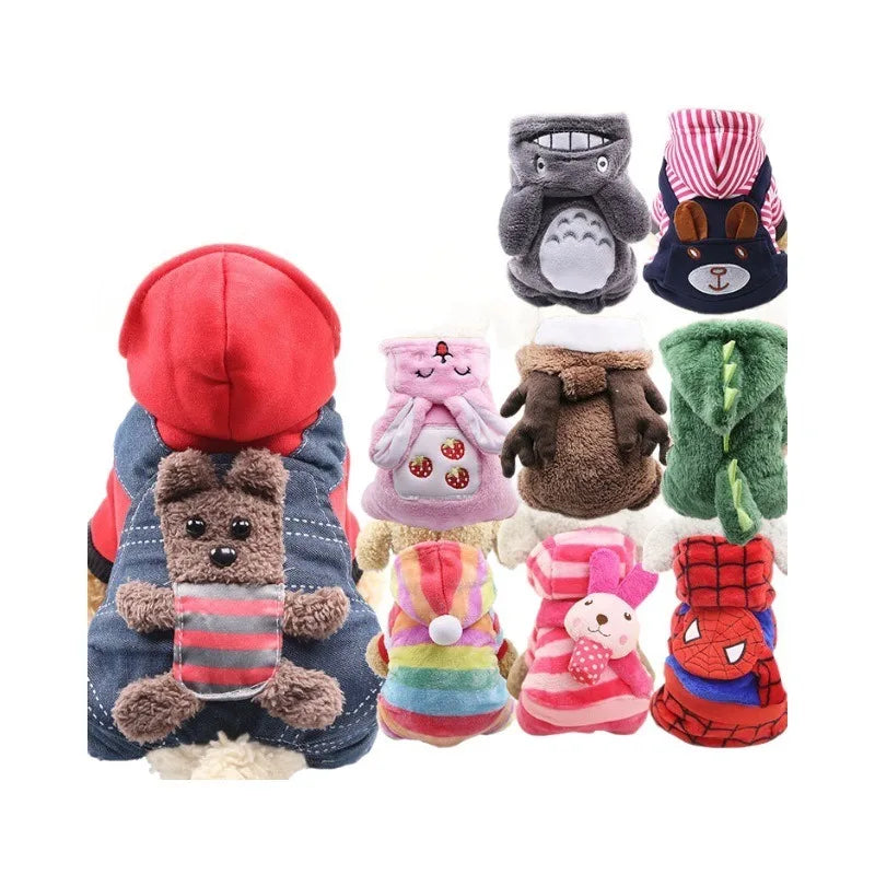 Pet Halloween Costume, Cute Animal Shape Fleece Dog Cat Hoodie, Warm Cosplay Outfit for Small Medium Dogs & Cats