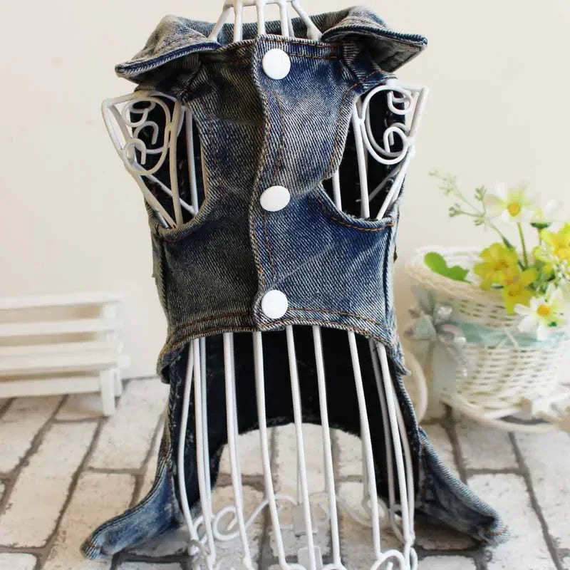 Vintage Denim Jeans Pet Overalls Dogs Jumpsuits Spring Lovely Cowboy Dog Four Legs Clothes Teddy Small Dog Coat Apparel XS-XXL