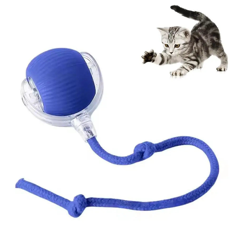 Smart Cat Toys Automatic Rolling Ball With Tail Rope Rechargeable Electric Pet Interactive Toy Cat Training
