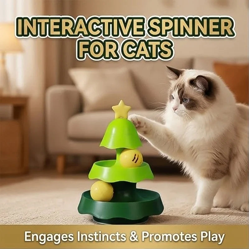 Multi-Functional Christmas Tree Cat Toy Luminous Ball Self-Play with Built-In Bell Ringing Sound Soothing Entertainment for Cats