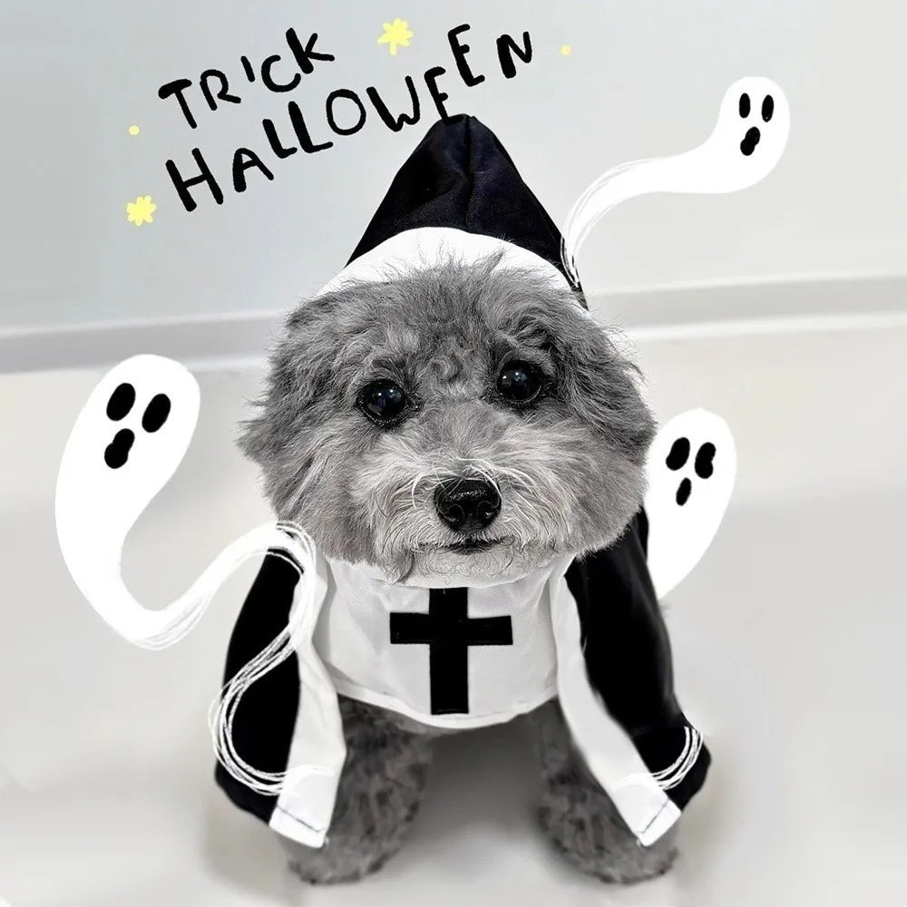 Christmas Pet Dog Cat Cosplay Costume Breathable Pet Accessories Puppy Kitten Nun Clothes Dress Up Halloween Jumpsuit Coat