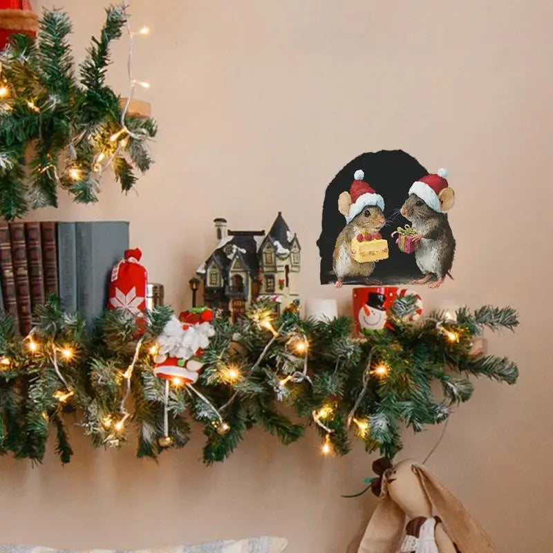 Cute Christmas Small Mouse Hole Wall Stickers Xmas Decoration For Home Noel Navidad Merry Christmas New Year Accessories